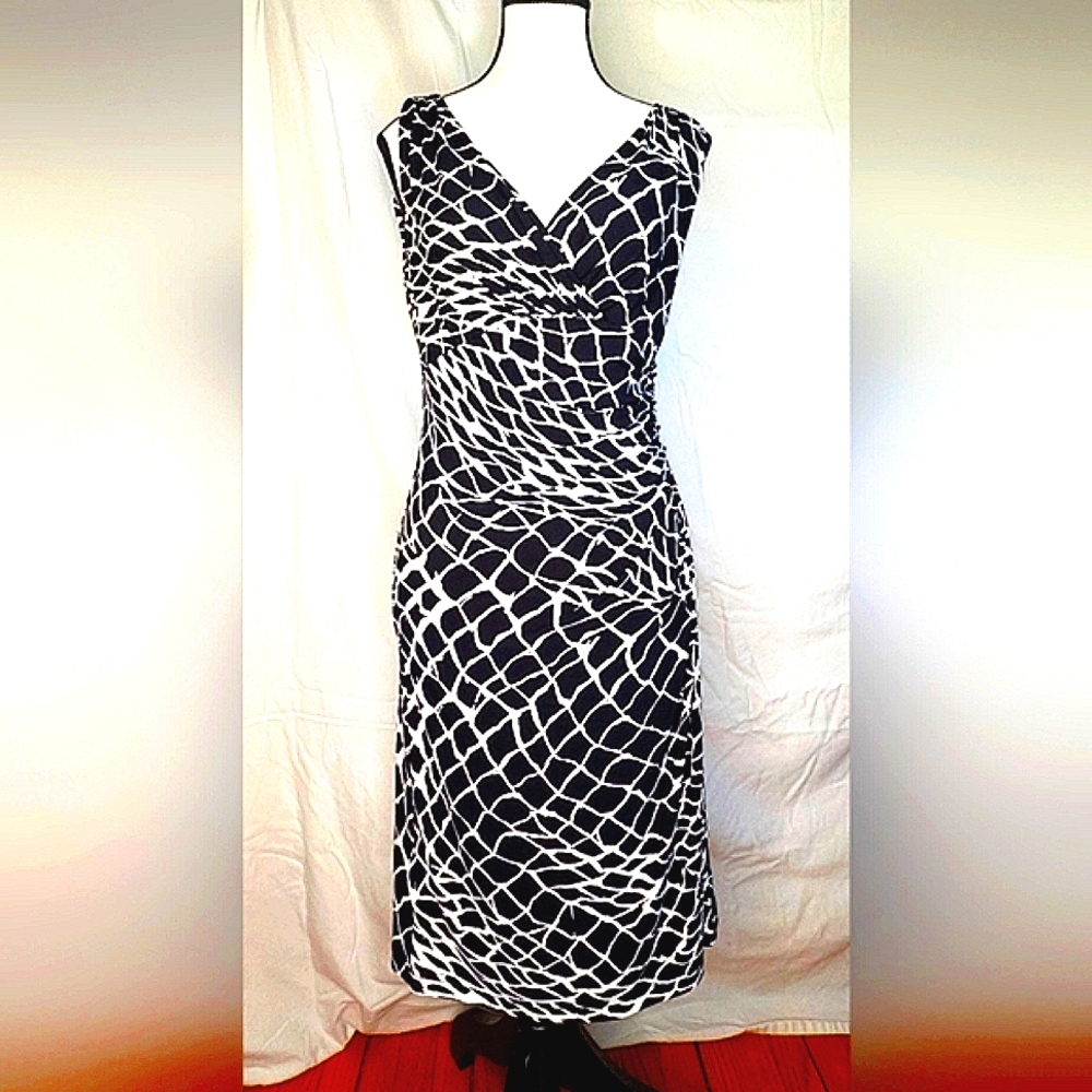 🤍Ralph Lauren🖤 Black and White Midi Dress| Size 2| EUC - Picture 8 of 10